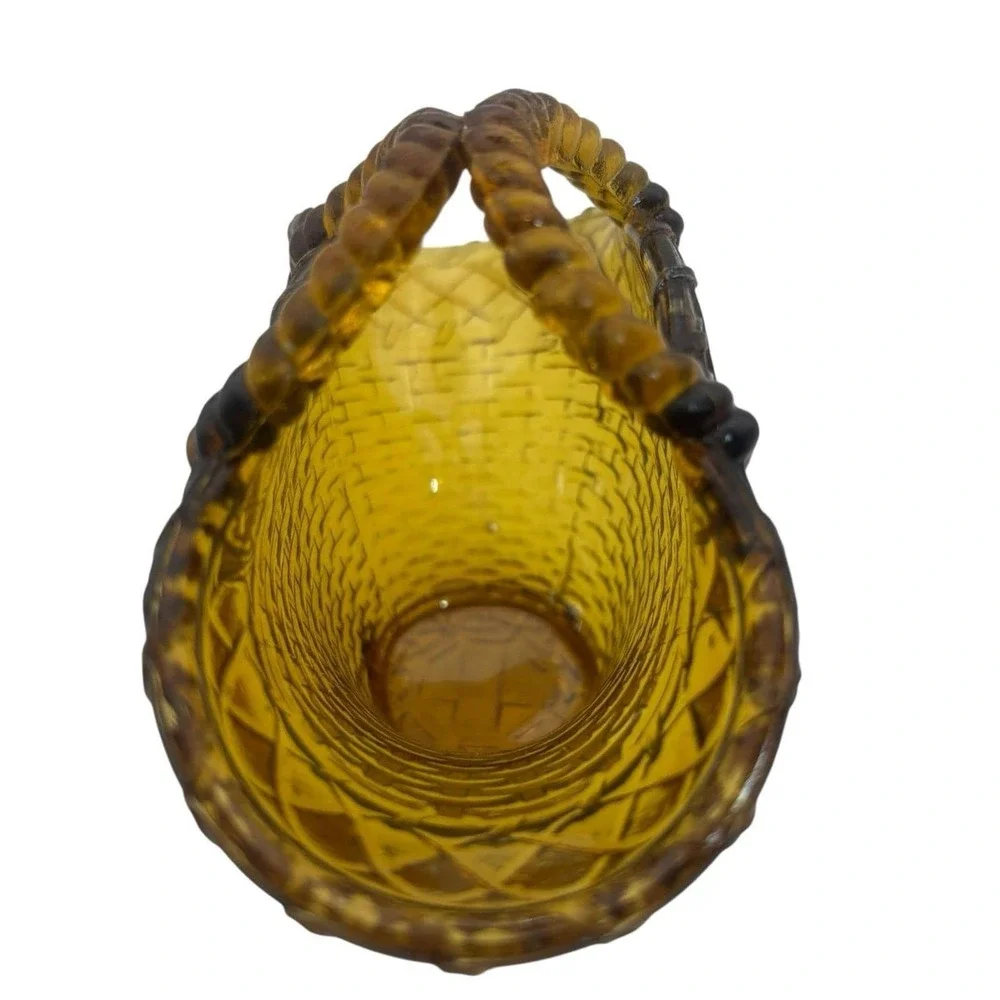 Vintage Westmoreland Glass Amber Basketweave 4